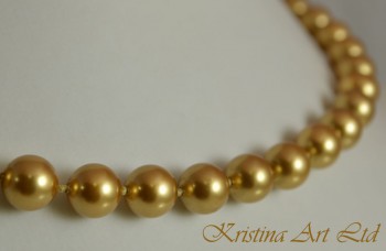 Колие от Сваровски перли,цвят *Bright Gold*,ф8мм 