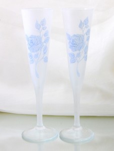 Кристални сватбени чаши с релефна декорация 2бр 