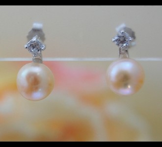 Обeци *Елизавета* с естествени розови перли,сребро 925 