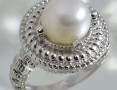 Сребърен пръстен с бяла  естествена перла, проба 925