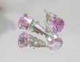 Обеци от стомана и розов кристал, 6 мм